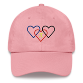 Polyamory Pride Hat: Interlaced Heart Outlines Embroidered Cap